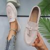 Women's Suede Flat Sole Large Size Low Top Single Shoes Women's Soft Sole Lightweight Solid Overfoot Shoes