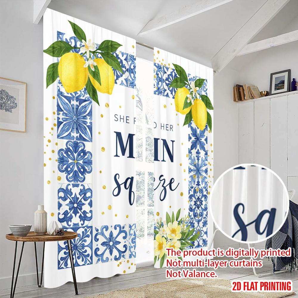 2pcs 2D flat printing Window Curtains She Found Her Main Squeeze_a Fabric Without Electricity Family Party Use for Photo Booths