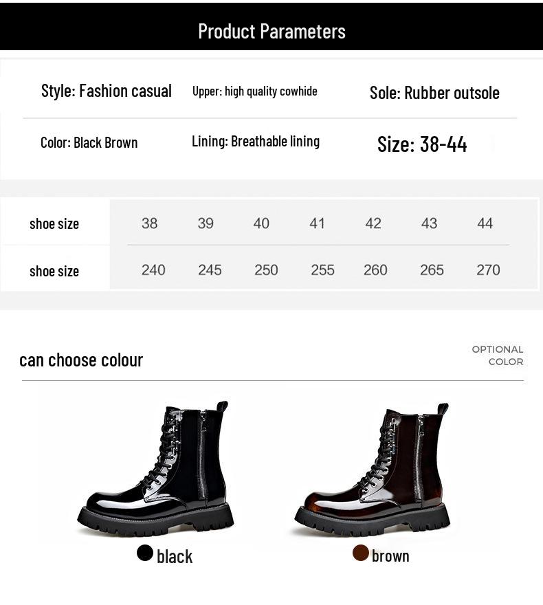 Stivaletti Chelsea Trendy da Uomo High-Top in Vera Pelle - Leggeri Stile Martin con Suola Spessa e Zip Laterale per Autunno/Inverno