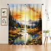 Country Sunset Pattern Curtains Polyester Fabric Suitable Bedroom Living Room Decoration Made Of Machine Washable Decor