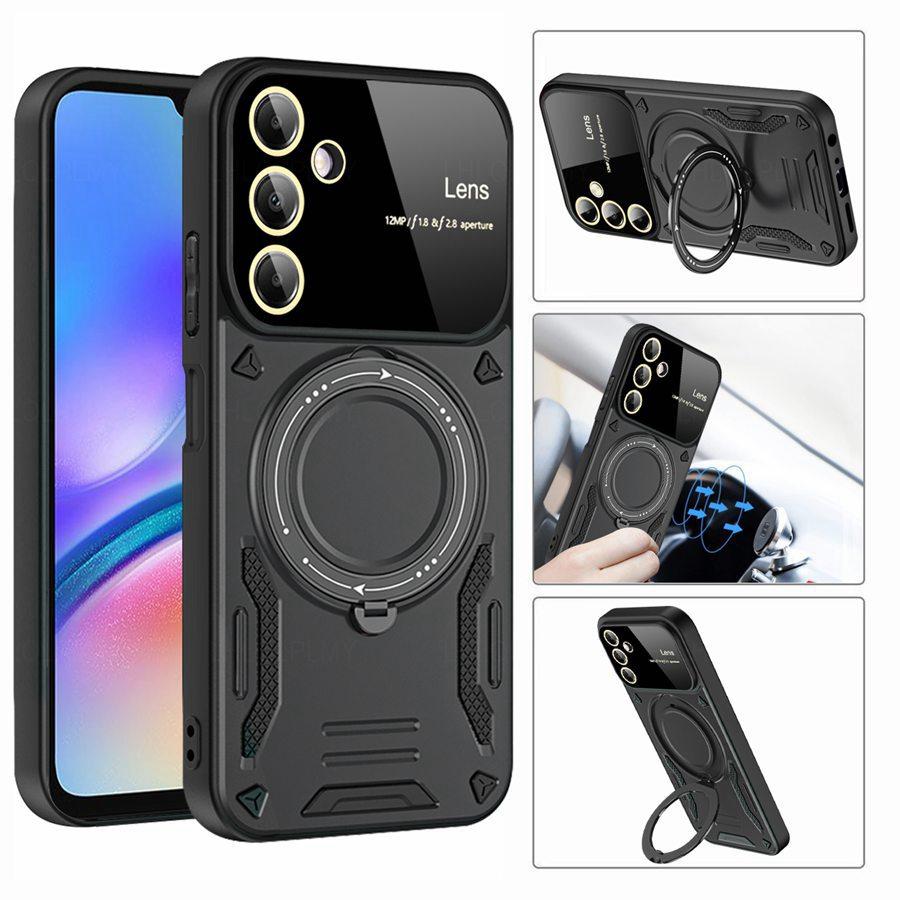 Rotating Bracket Big Lens Protection Cover For Samsung Galaxy A37 A57 S26 A54 A34 A14 5G A26 A13 A15 A25 A16 A36 A35 A56 A33 A17 A53 A55 Armor Case