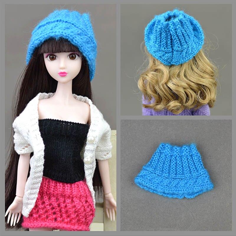 Multi Function Sweater Strapless Top Clothes For Barbie Doll Knitting Skirts For BJD Dolls Can Be Weared As Skirt Top Hat