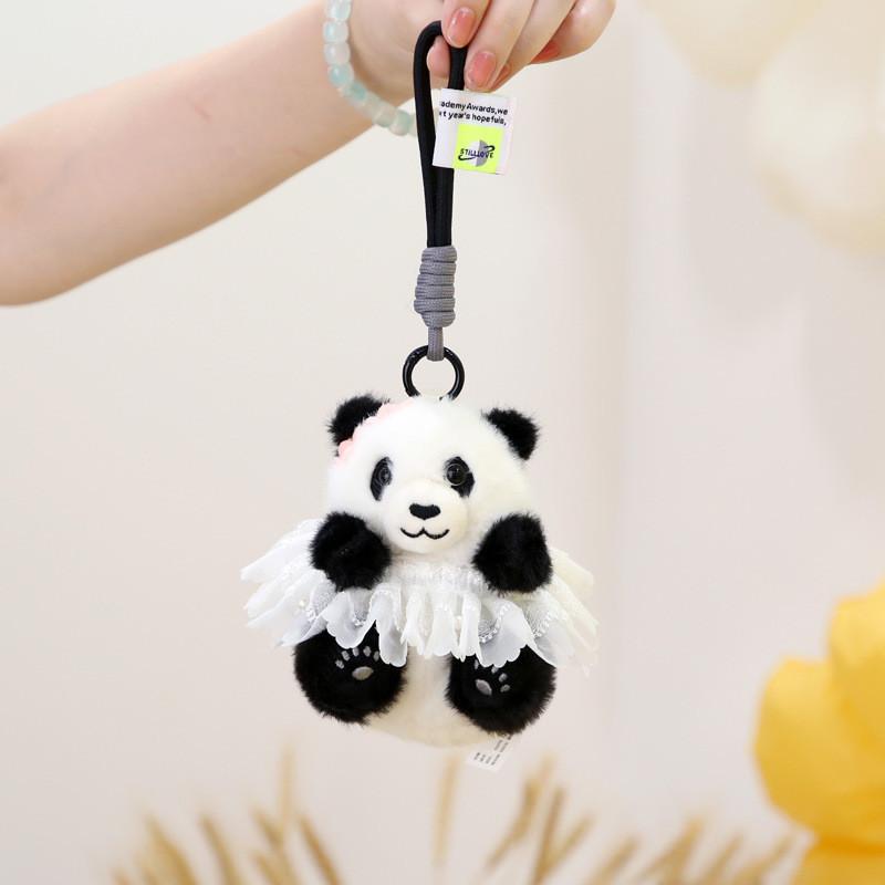 Delightful Cartoon Panda Plush Toy Keychain With Fluffy Skirt And Premium Materials