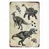 Dinosaur In the Bathroom Wall Art Print Fossil Vintage Metal Tin Sign Club Room Home Decor Animal Bones Poster Painting