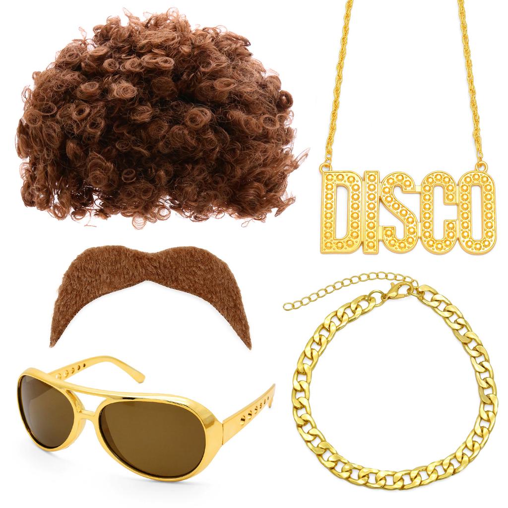 60Th Generation Hippie Fake Sunglasses Beard Necklace Set Cosplay Party Dress Up Props