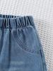 Two-piece Girls' Outdoor Everyday Casual Wear Set: a Denim Tank Top Paired with Retro-style Ripped and Whiskered Straight-leg Wide-leg Jeans.