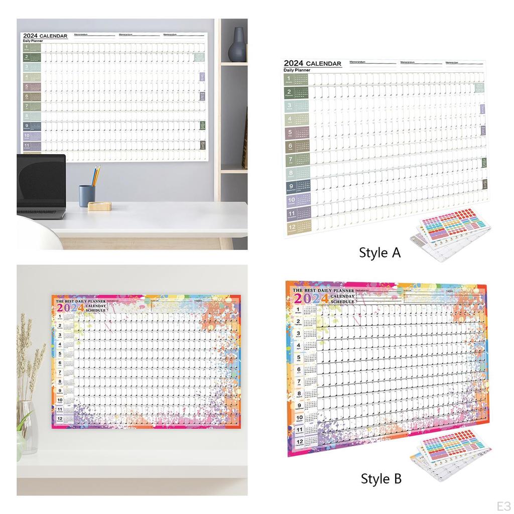 Foldable Wall Calendar, Portable , Weekly Planner, Yearly Poster for Classrooms, Offices, Pla