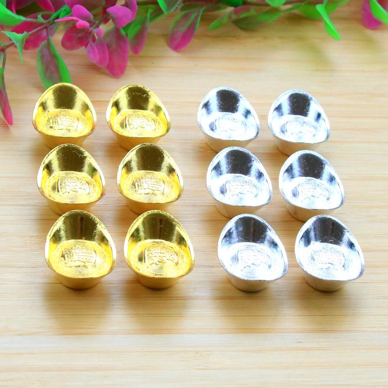 2pcs Big Chinese Gold Ingot Ornament Yuanbao Fengshui Decor Mascot Metal Crafts Auspicious Lucky Crafts Moving House Home Decor