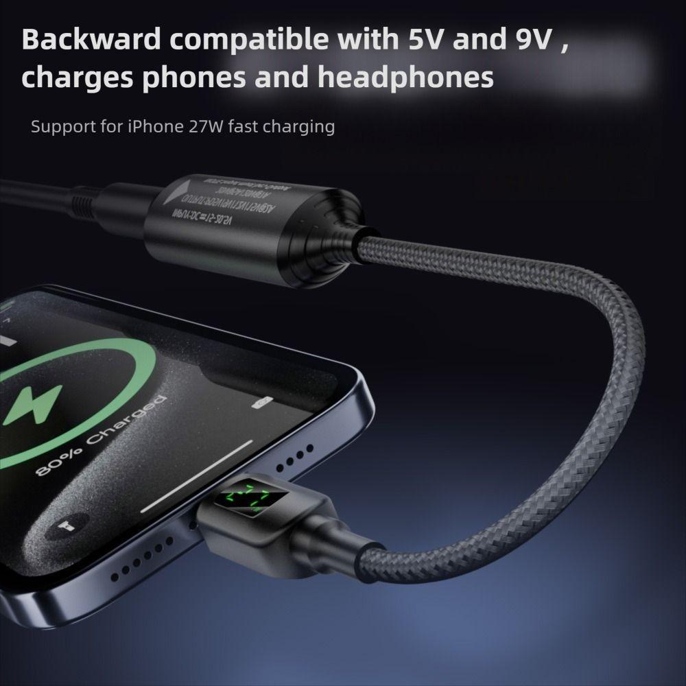 Digital Display DC To Type-C Converter USB-C Output PD 140W Charging Cable Adapter 5V 9V 15V 20V Input Intelligent
