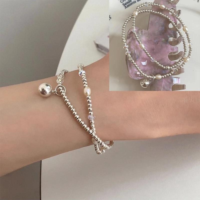 VENTFILLE Bracelet en argent sterling 925 avec perles et nœuds en bambou pour femme et fille, bijoux coréens simples, cadeau d'anniversaire, livraison directe