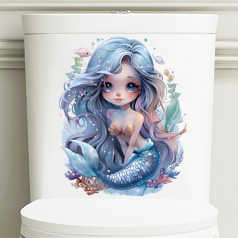 New Cartoon Coral Bathroom Toilet Waterproof Toilet Lid Toilet Sticker Self-Adhesive Sticker