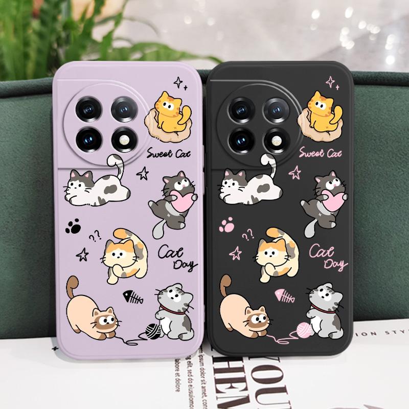 Cat String Ball Phone Case For Oneplus 12 12R 11 11R 10 10R 10T 9R 9RT 9 8T 8 7 7T Pro 5G Liquid Silicone Cover