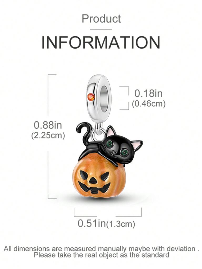 Charms Plata Copper Colors Halloween Black Cat Pumpkin Beads Charm Pendant For Original Bracelet For Women Diy Jewelry Love Gift