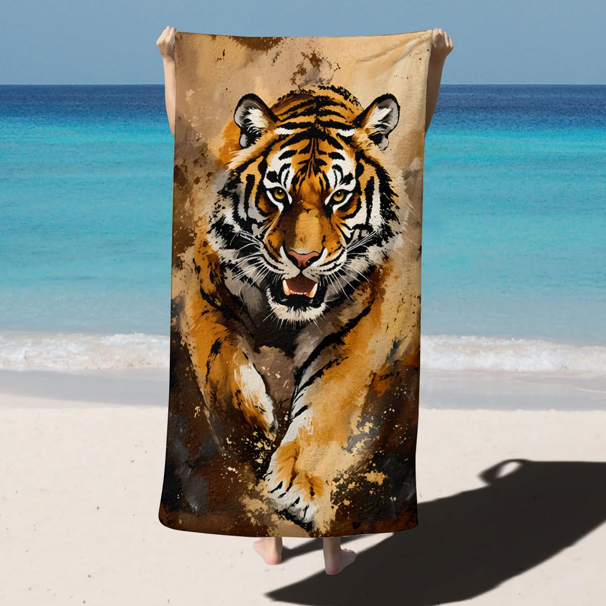 

1PC Lion Tiger Animals pattern for family friends Gifts Towel Quick-Dry Beach Towel For Yoga Tourism Beach GYM Camping Swimming W30*H60(CM)