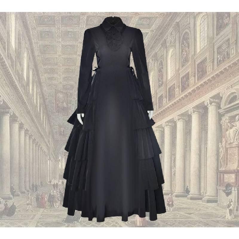 Victorian Medieval Halloween Renaissance Princess Dress Cosplay Costume Black