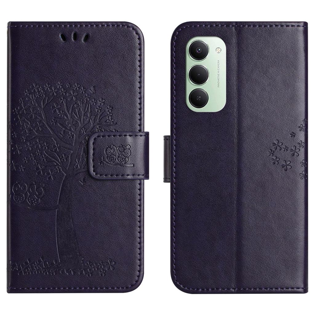For Xiaomi Redmi 15 4G (EU) (171mm) Case PU Leather Owl Tree Imprinted Wallet Phone Cover with Strap