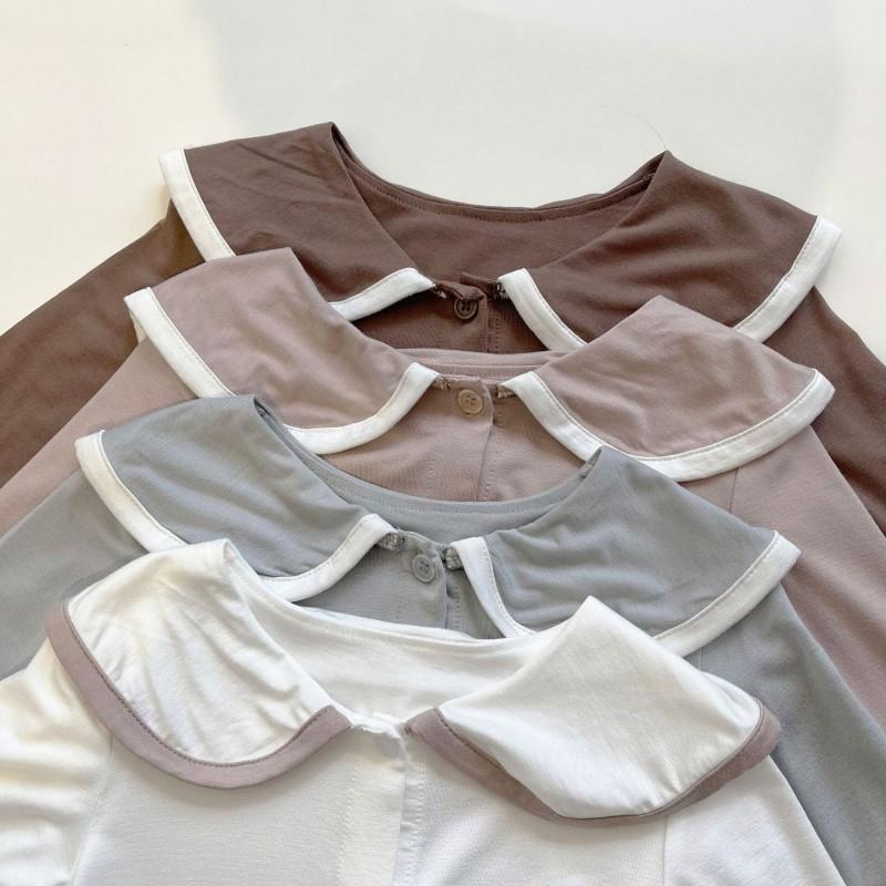Soft Cotton Kids Pajama Set Girls A-Class Sleepwear V-Neck Batwing Sleeve 3-8 Years Fall