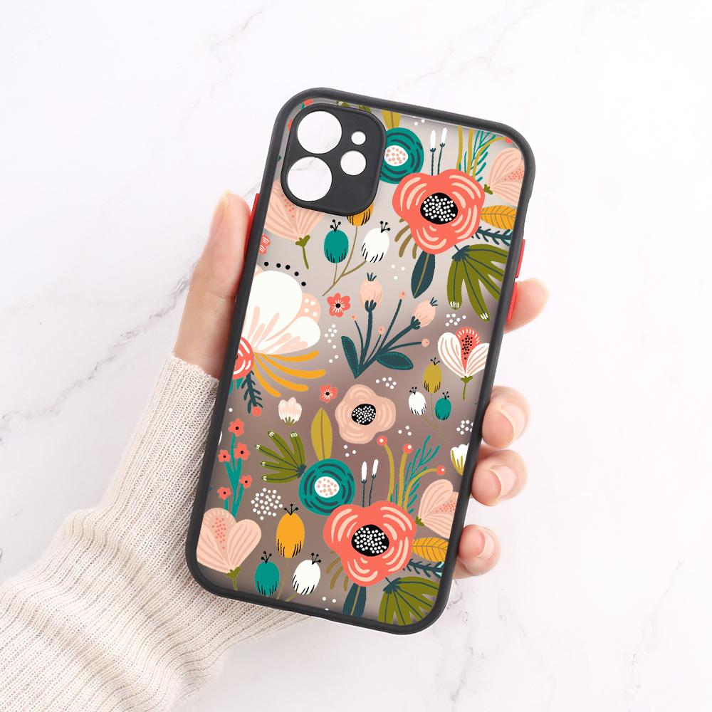 

Жесткий матовый чехол для телефона iPhone 11, чехлы для iPhone 13, 14, 15, Pro Max, 12, 13 Mini, 7, 8 Plus, XR SE, 13, Promax, цветочные чехлы Fundas For iPhone15 Pro Max