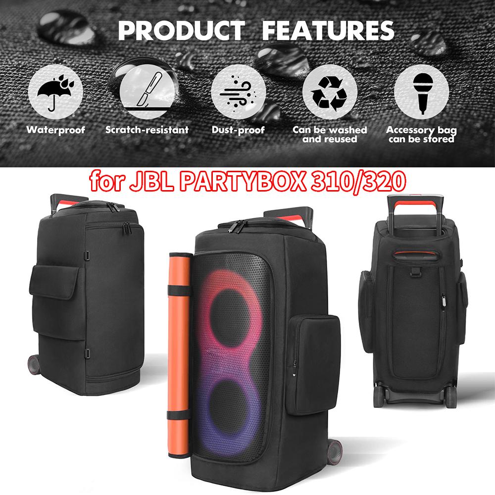 Speaker Dust Cover with Mic Pocket Padded Speaker Protective Cover Foldable Speaker Carry Bag for JBL PARTYBOX 310/320 Accessory