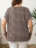 Plus Size Leopard Print V-neck Short Sleeve Loose Women's T-shirt (European & American Fashion)