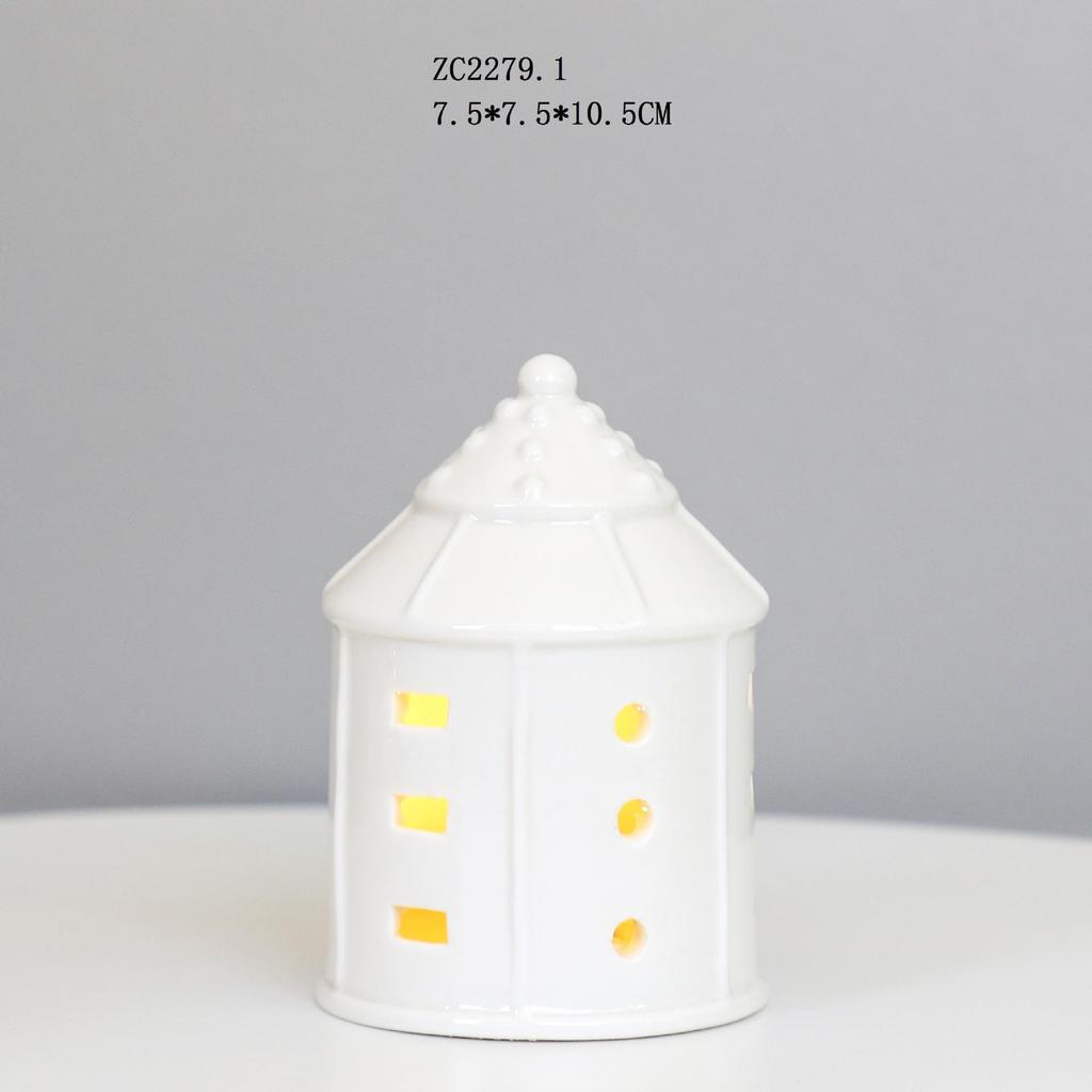 Nordic Style Ceramic Christmas LED Light Ornament for Home Décor