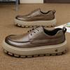 Stylish Thick Bottom Designers Genuine Leather Shoes Walking Slip-on Oxford Shoes New Men Casual Leather Business Tooling Shoes