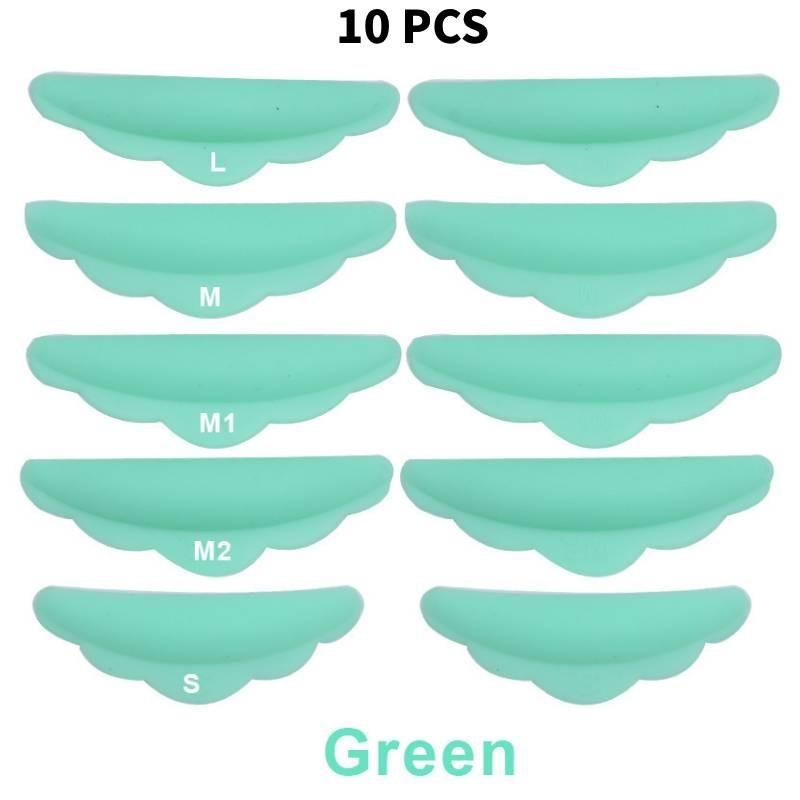 

Премиальные силиконовые аксессуары для завивки ресниц, упаковка из пяти пар, с цветными подушечками для улучшенного стайлинга ресниц зелёный