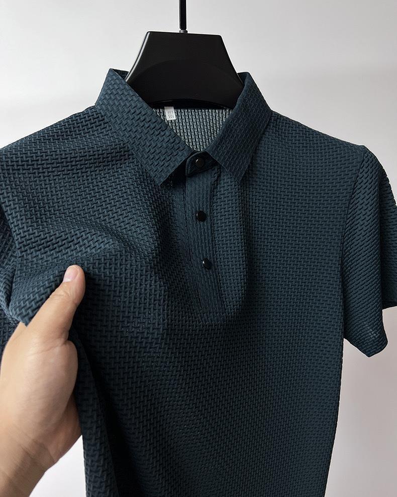 Ice Silk Men's Mesh Polo Shirt - Short-Sleeve, Shirt Collar, Cool Summer Fabric