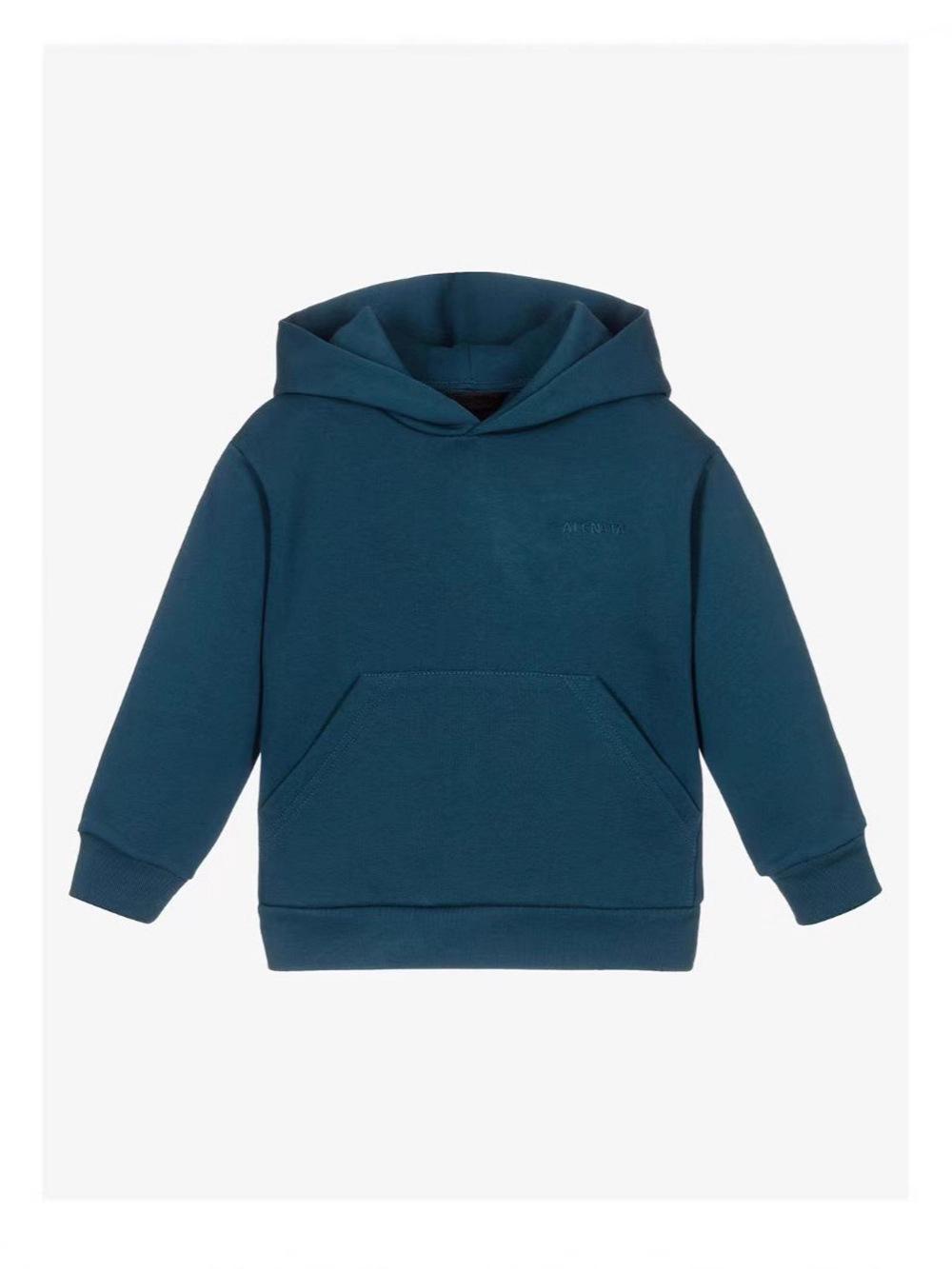 Trendy Brand 2025 Winter New Arrival: European & American Kids  Loose Fit Plus Velvet Hooded Sweatshirt 130 cm