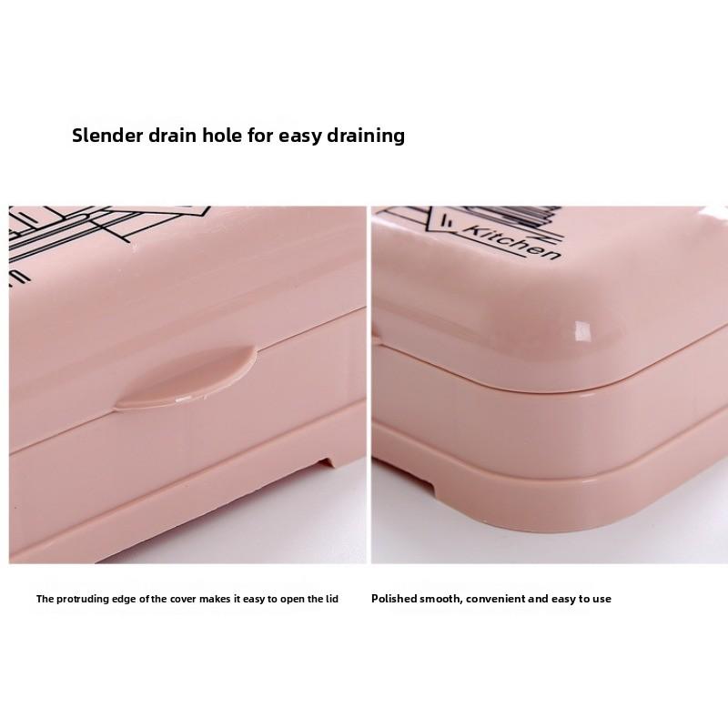 Bathroom Household Lid Connected Draining Simple Cartoon Printing Soap Box