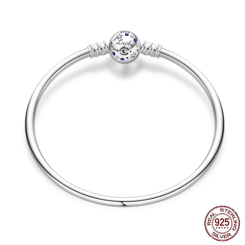 

New 925 Silver Fine 17-20CM Heart Butterfly Lotus Star and Moon Bracelet for DIY Charms Birthday Gifts Holiday Jewelry 17