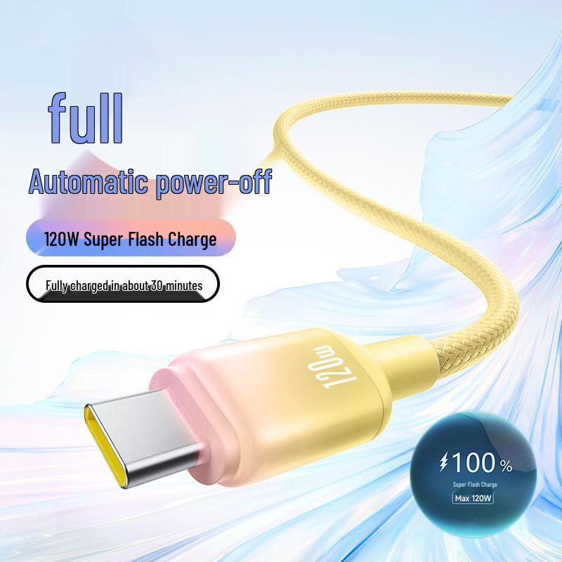 120W Super Fast Charge Type-C Cable for iPhone 15/16/17, Huawei, Xiaomi