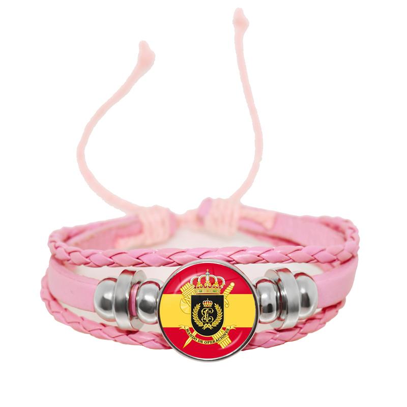 España Guardia Civil El Honor Es Mi Divisa Glass Leather Bracelets Multilayer Spanish Police Braided Bracelets Bangles Jewelry