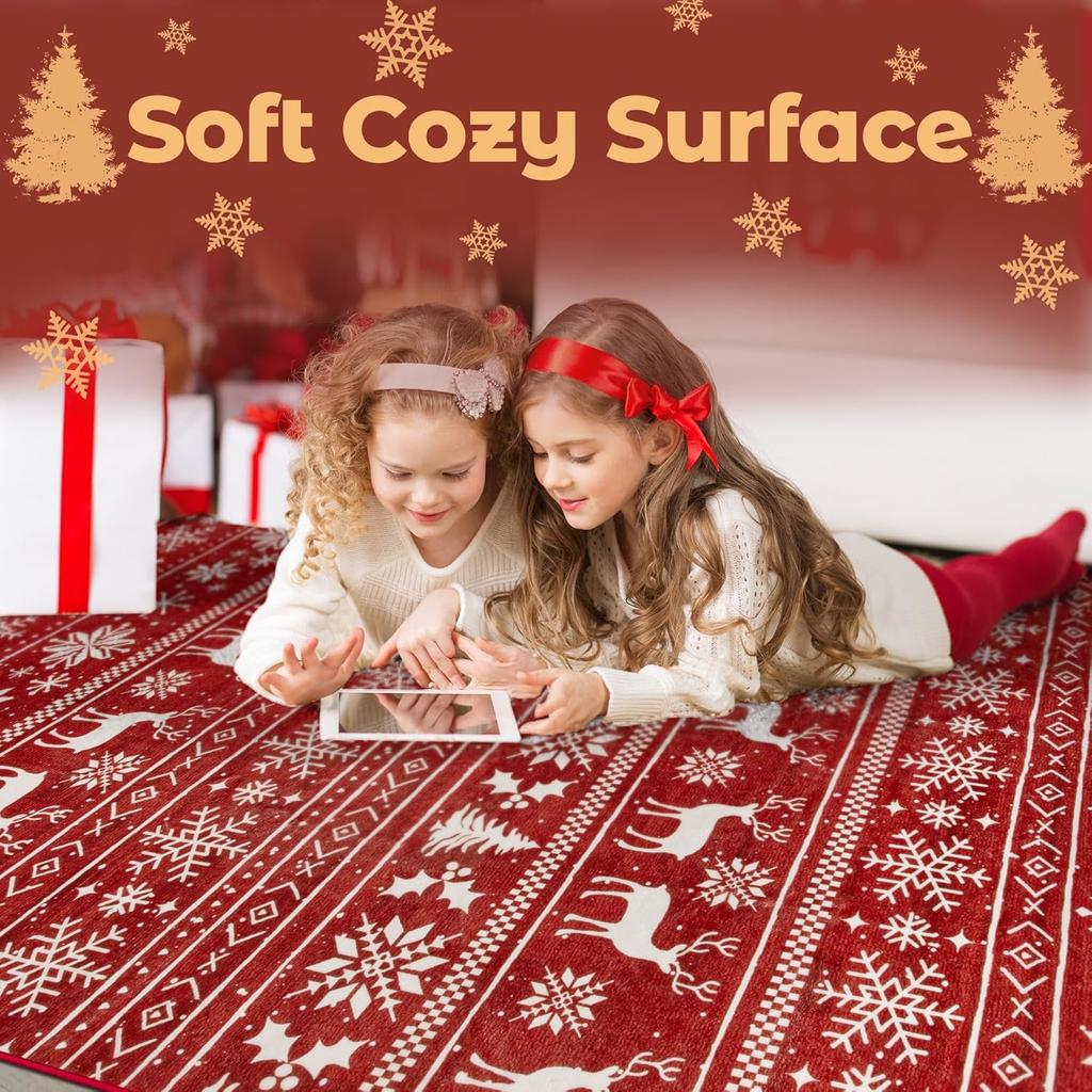 Christmas Anti-Slip Floor Mat - Fully Padded In Living Room, Printed Pattern for Bedroom Side Mat, Home Decoration