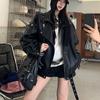 Amerikanischer Stil Mode Vintage Biker Lederjacke für Damen Herbst Lockerer Schnitt Vielseitig Trendig Lässige Oberbekleidung