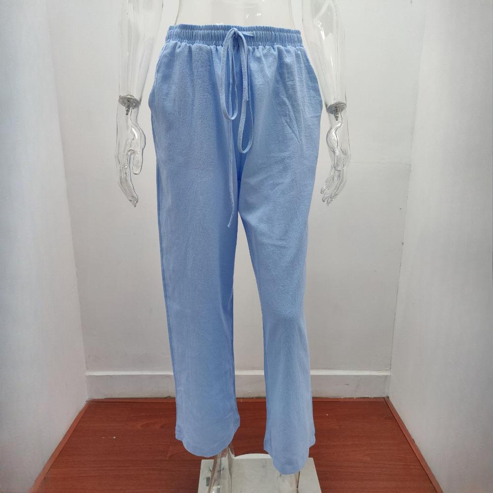 GMXIA Women's Big Size Loose Cotton Linen Casual Trousers