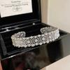 New in sky star mesh brushed bracelet for women silver  full diamond lace hollow out bangles wedding  gift adjustable