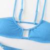 2 Pcs/Set Bikini Set Solid Color High Waist Spaghetti Strap Whorl Women