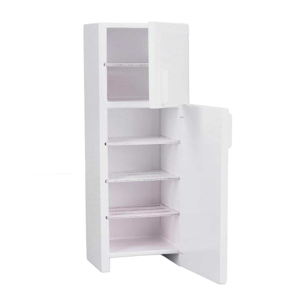 1:12 Dollhouse Miniature Fridge Dollhouse Furniture Wooden White Refrigerator for Dollhouse