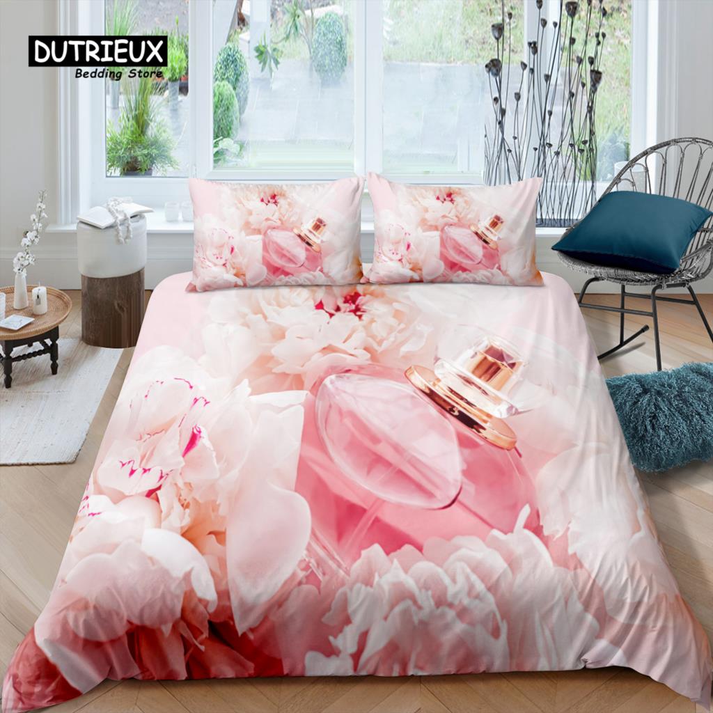 Comforter Home Living Luxury 3D Perfume Bedding Set Rose Flower Queen And King Eu/Us/Au/Uk Size Comforter Bedding