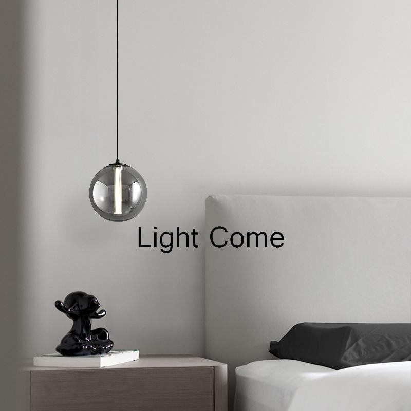 Italian Designer Smoked Glass Ball Restaurant Pendant Lamp Nordic Home Decor Bedroom Study Dining Table Chandelier LED Luster