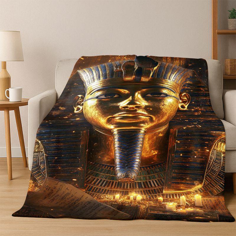 Coperta in flanella con disegno di Anubis, faraone dell antico Egitto, morbida coperta per camera da letto, letto, viaggi, campeggio 75x90cm
