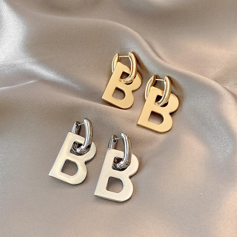 High Quality Letter B Drop Earrings For Women Men Trendy Elegant Korean Minimalist Gold  Color Statement Earrings Jewelry