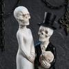 Skeleton Bride And Groom Figurine Gothic Resin Skull Wedding Couple Statue Gothic Desktop Sculpture for Day of The Dead Home Decor