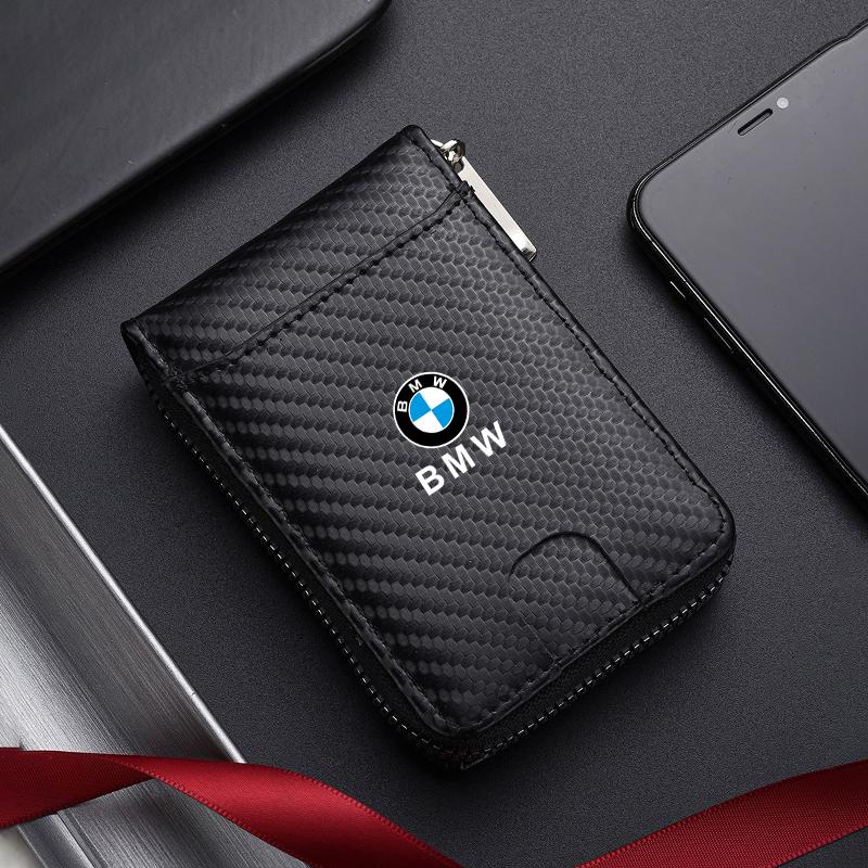Car Carbon Fibre Leather Wallets Credit Card Bag Storage Purses For BMW iX3 iX F07 F48 F39 F34 F40 F45 F46 G30 G20 G32 E70 X1 X2 gjbf54