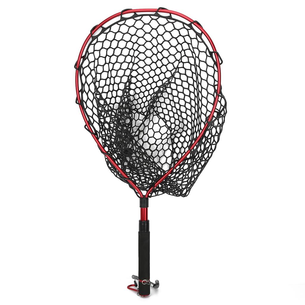 Foldable Lightweight Fly Fishing Landing Net Aluminum Alloy Frame EVA Handle Fishing NetRed
