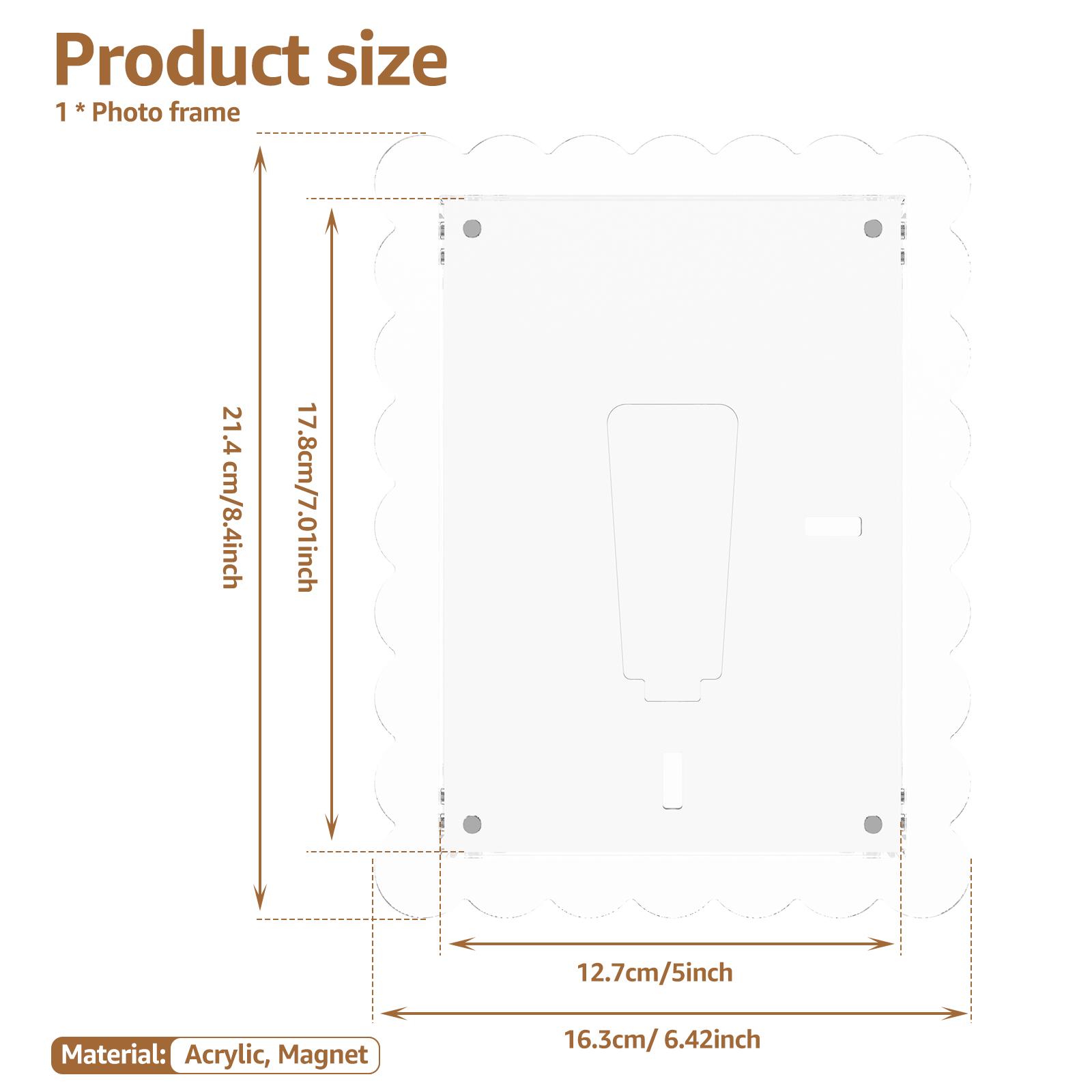 Acrylic Scalloped Picture Frame Magnetic Acrylic Photo Frame Clear Acrylic Picture Frame Multifunctional Magnetic Picture Frame