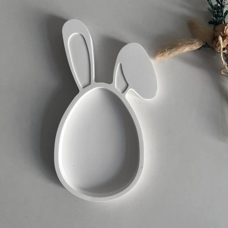 Rabbit Series Tray Molds Lop-Eared Easter Design Gypsum & Epoxy Resin Compatible Dish Storage Plate Home Garden Decor