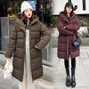 Russia thickened winter long knee cotton clothes women's Korean version thickened hooded simple bread clothes winter coat