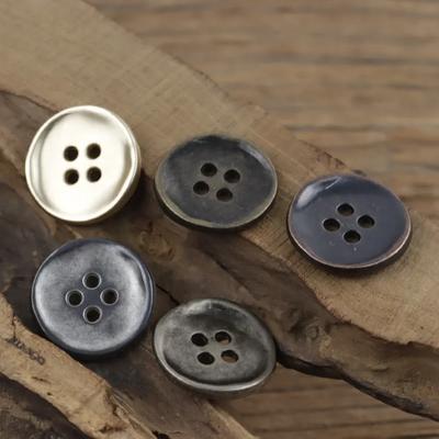 10ks Módní kovové knoflíky 11/15/20mm Kulaté 4-dírkové knoflíky Antická kovová barva Knoflík Oděvní doplňky
